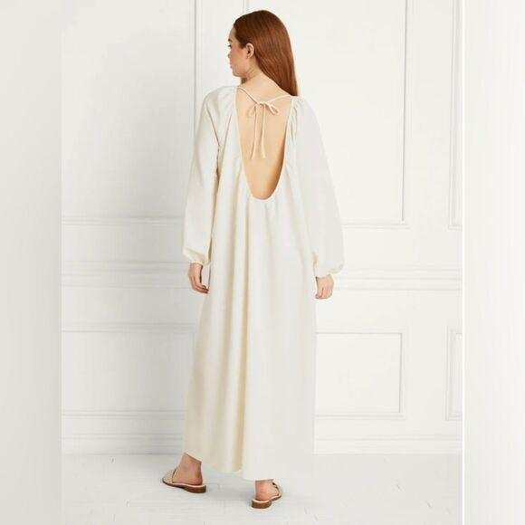 NWT Hill House Simone Maxi Dress XXL Coconut Milk Crepe High Slit Open Back - Picture 5 of 15